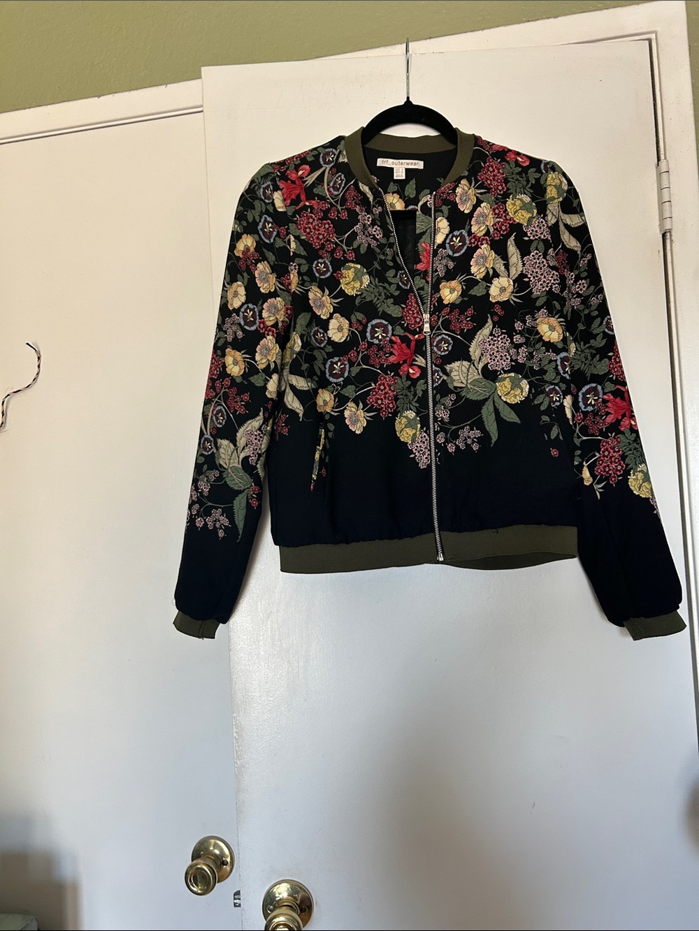 Floral Bomber Jacket by Club Monaco - Black with Multicolor Floral Print